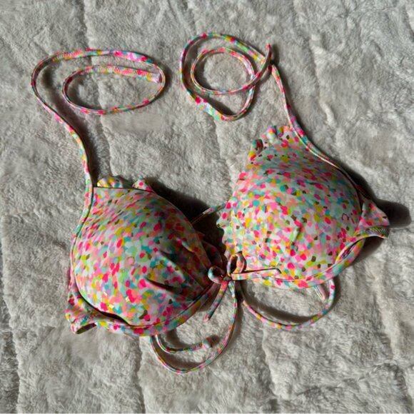 Victoria's Secret | "Confetti" Ruffle Push Up Bikini Top | Size 32B - Picture 2 of 9